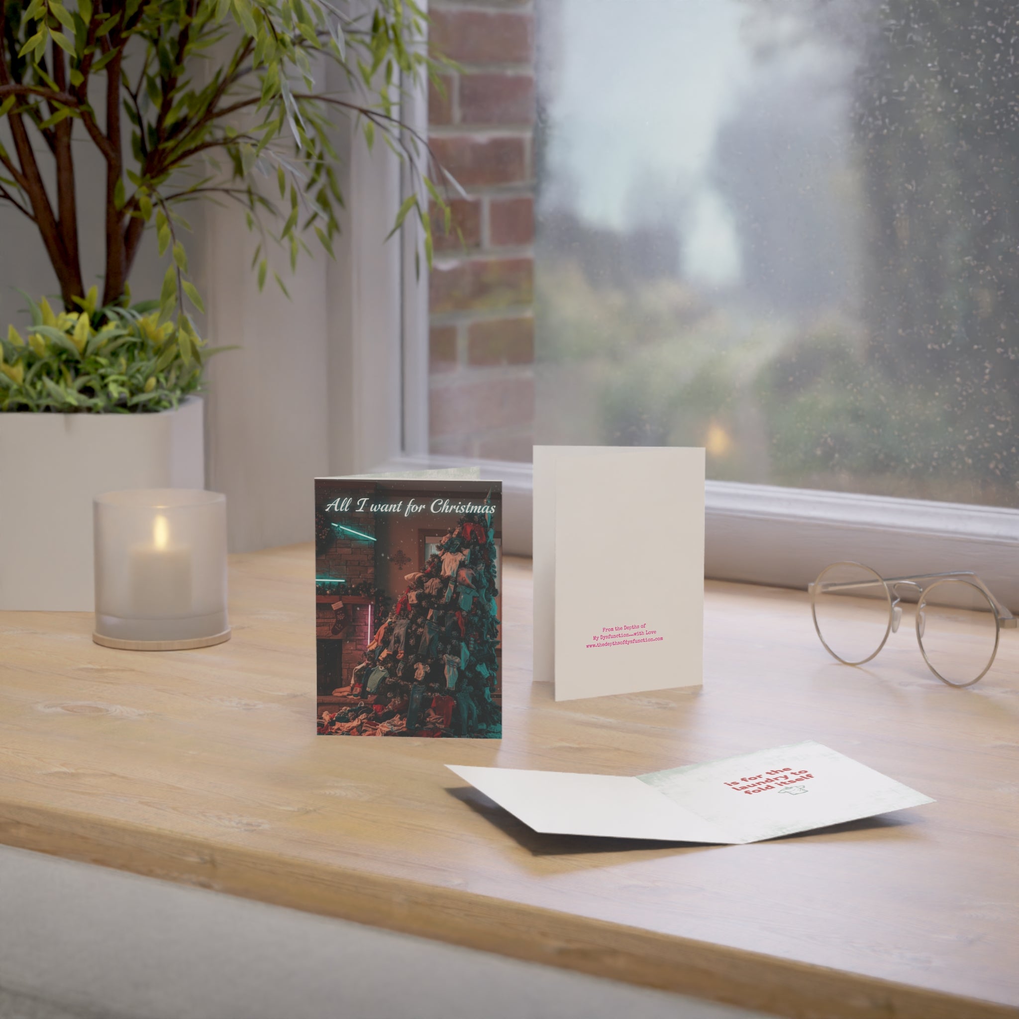 Funny Christmas Card – “All I Want for Christmas Is for the Laundry to Fold Itself” (Shipped Greeting Card)