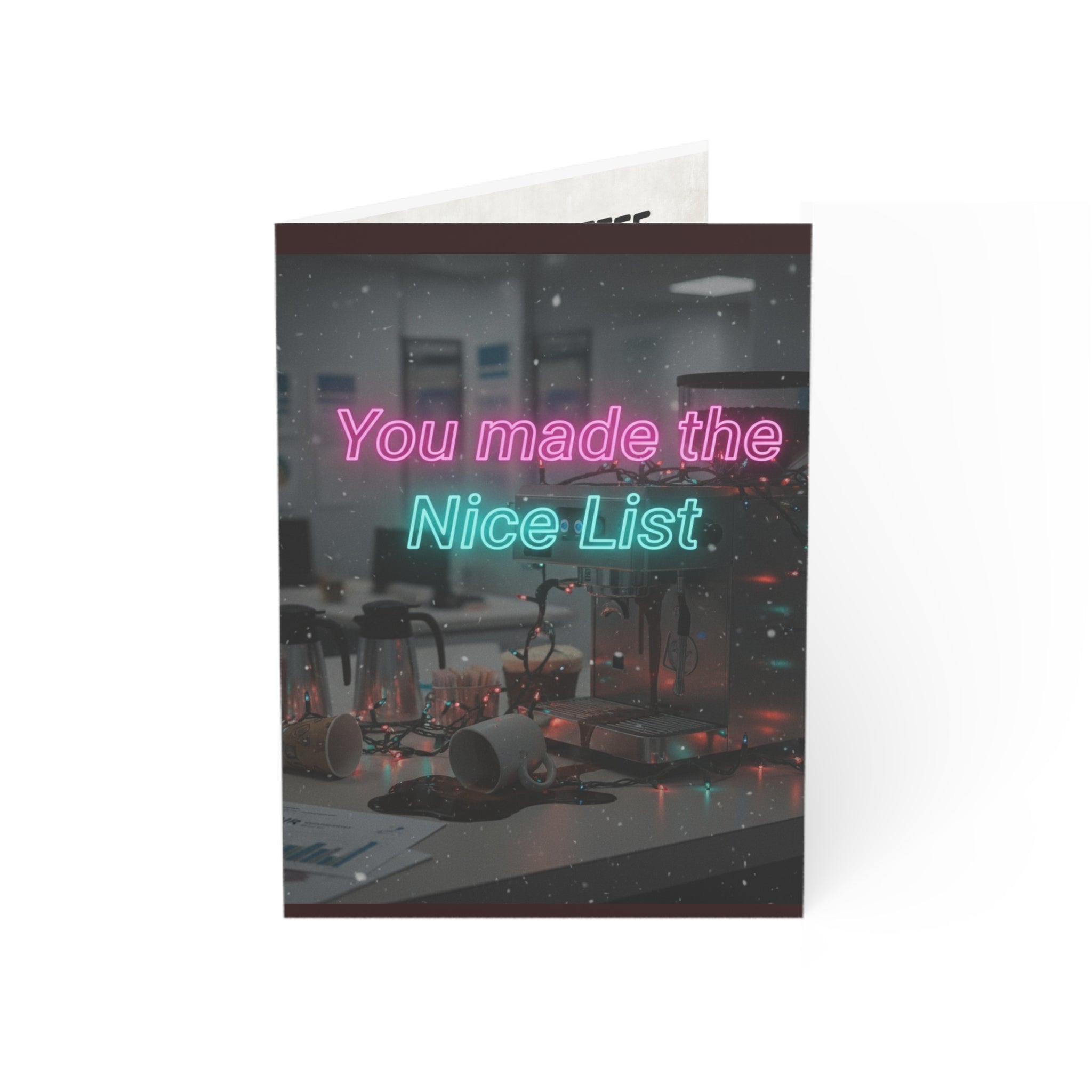 You Made the Nice List” — Office Christmas Card for the Over-Caffeinated