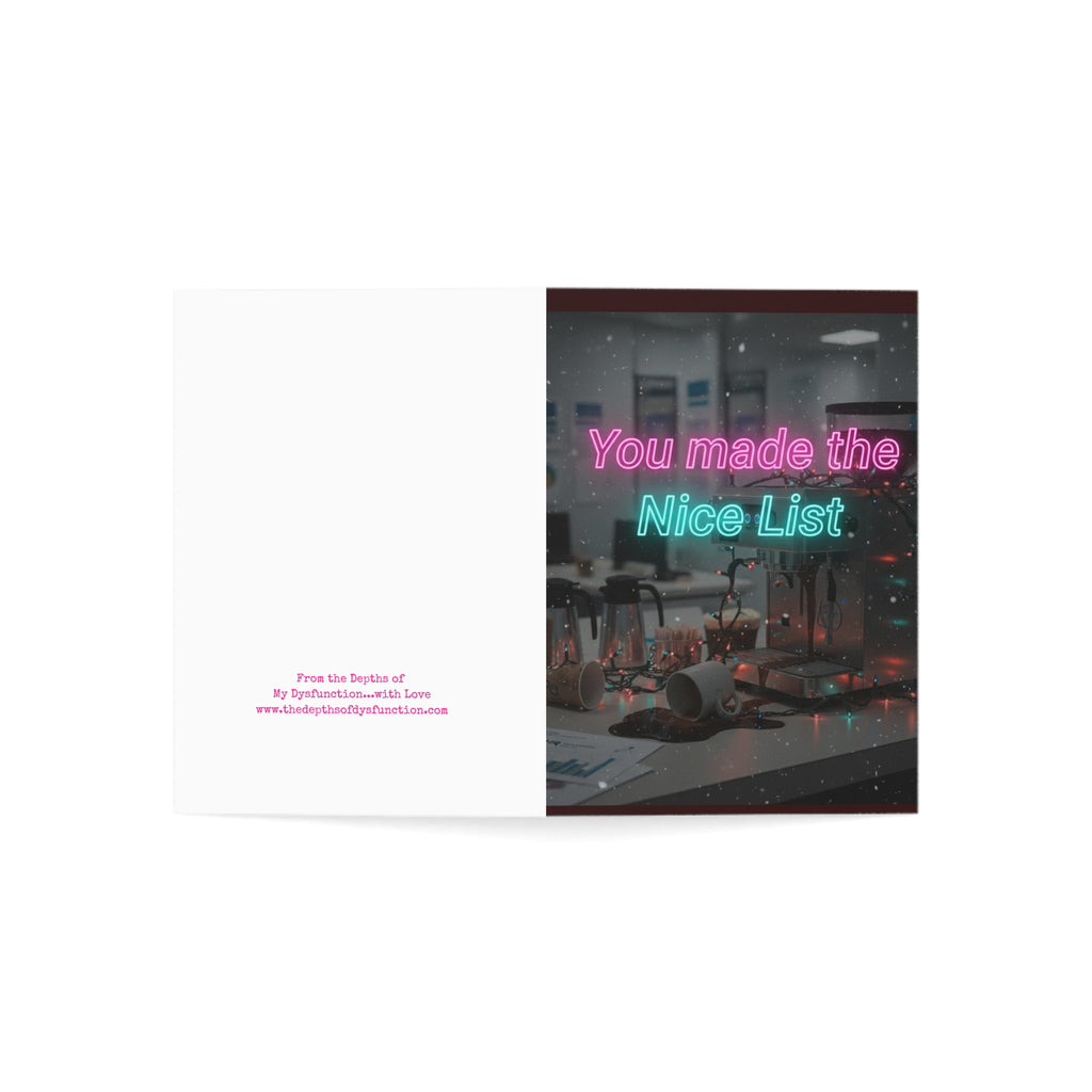 You Made the Nice List” — Office Christmas Card for the Over-Caffeinated
