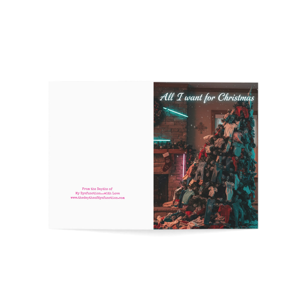 Funny Christmas Card – “All I Want for Christmas Is for the Laundry to Fold Itself” (Shipped Greeting Card)