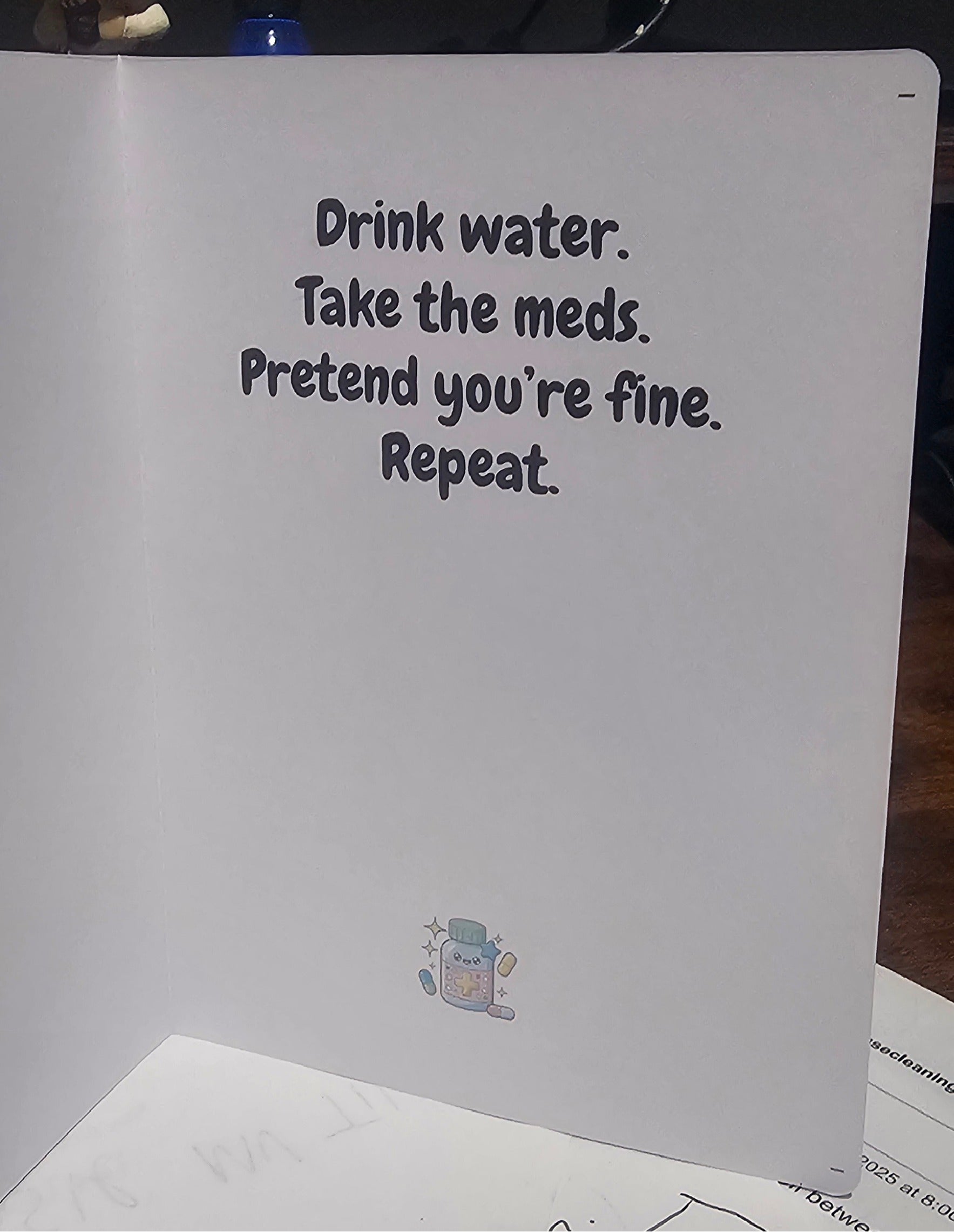 Get Well Soon – Funny Drink Water Take the Meds Card