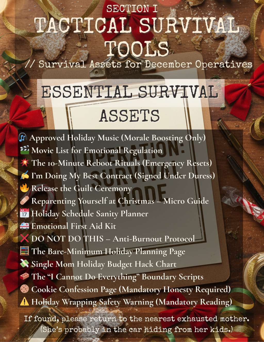 The Single Mom No Effin’ Village Christmas Survival Playbook (46 Pages digital download)